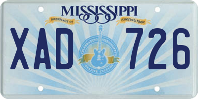 MS license plate XAD726