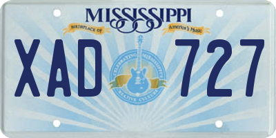 MS license plate XAD727