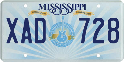 MS license plate XAD728