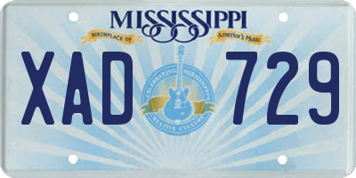 MS license plate XAD729
