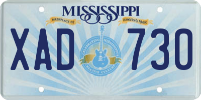 MS license plate XAD730
