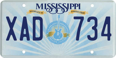 MS license plate XAD734