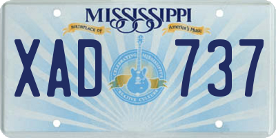 MS license plate XAD737