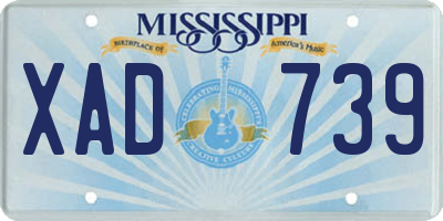 MS license plate XAD739