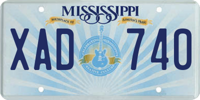MS license plate XAD740
