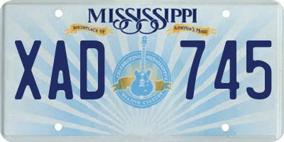 MS license plate XAD745