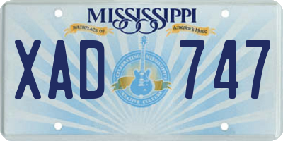 MS license plate XAD747