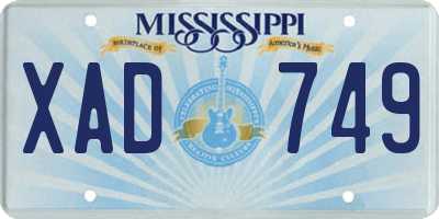 MS license plate XAD749