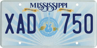 MS license plate XAD750