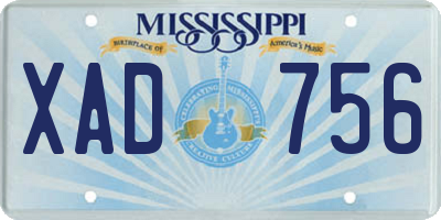 MS license plate XAD756