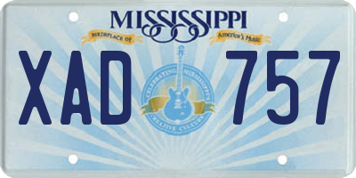 MS license plate XAD757