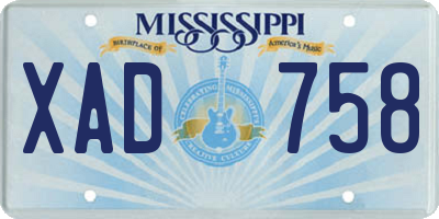 MS license plate XAD758