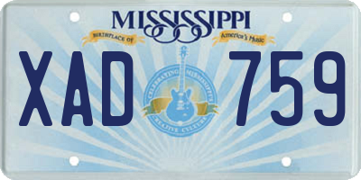 MS license plate XAD759