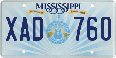 MS license plate XAD760