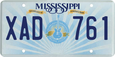 MS license plate XAD761