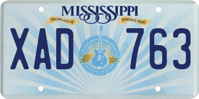 MS license plate XAD763