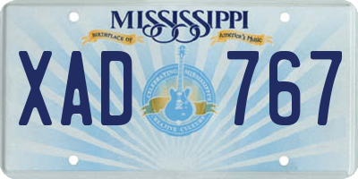 MS license plate XAD767
