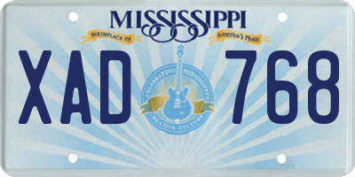 MS license plate XAD768
