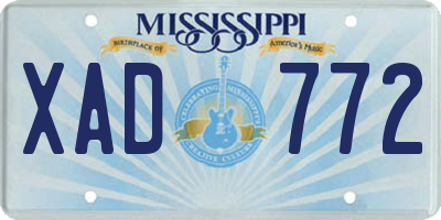 MS license plate XAD772