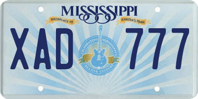 MS license plate XAD777