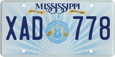 MS license plate XAD778