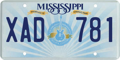 MS license plate XAD781