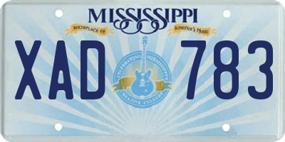 MS license plate XAD783