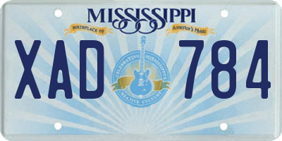 MS license plate XAD784