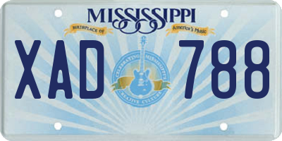 MS license plate XAD788