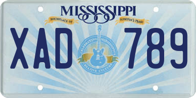 MS license plate XAD789