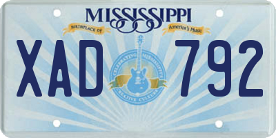 MS license plate XAD792