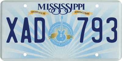 MS license plate XAD793