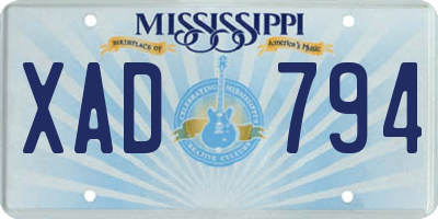 MS license plate XAD794