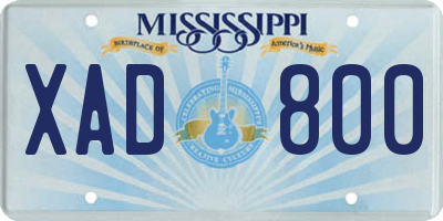 MS license plate XAD800