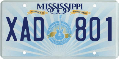 MS license plate XAD801