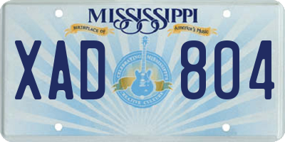 MS license plate XAD804