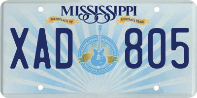MS license plate XAD805