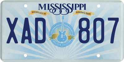 MS license plate XAD807