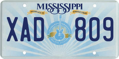 MS license plate XAD809