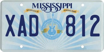 MS license plate XAD812
