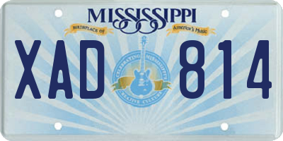 MS license plate XAD814