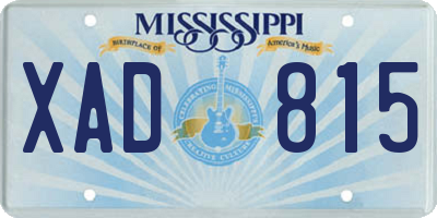 MS license plate XAD815
