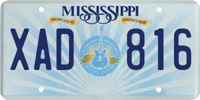 MS license plate XAD816