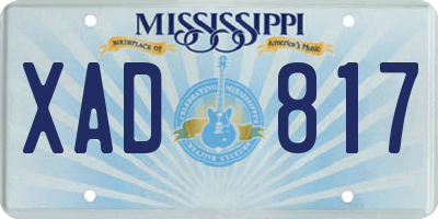 MS license plate XAD817