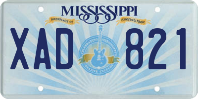 MS license plate XAD821
