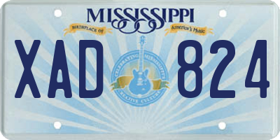 MS license plate XAD824