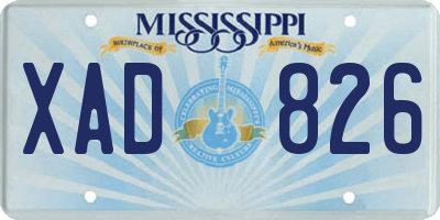 MS license plate XAD826