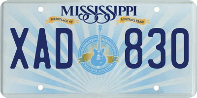 MS license plate XAD830