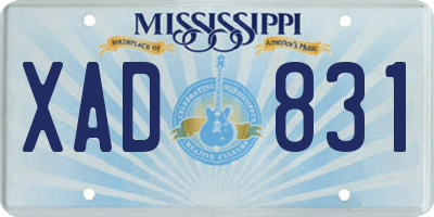 MS license plate XAD831
