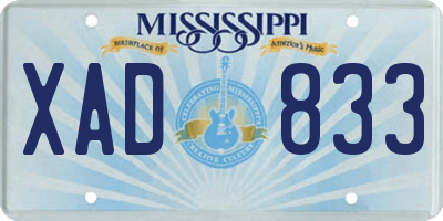 MS license plate XAD833